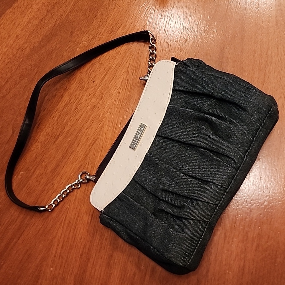 Miche purse shell w jean and faux ostrich trim! LIKE NEW!